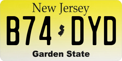 NJ license plate B74DYD