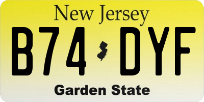 NJ license plate B74DYF