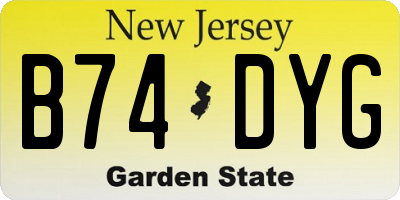 NJ license plate B74DYG