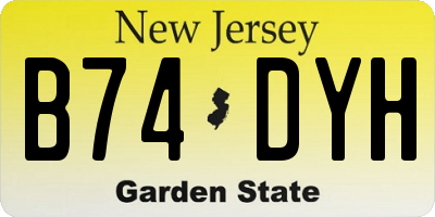NJ license plate B74DYH