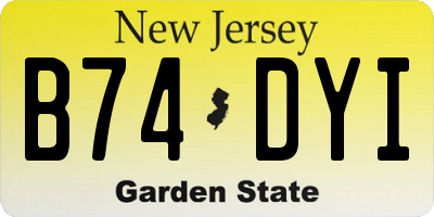 NJ license plate B74DYI