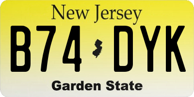 NJ license plate B74DYK