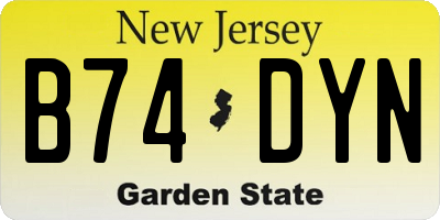 NJ license plate B74DYN