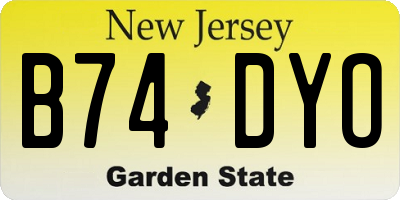 NJ license plate B74DYO