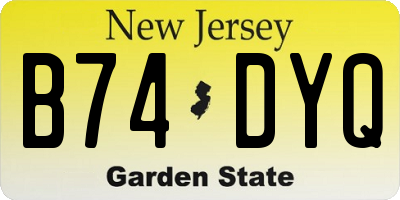NJ license plate B74DYQ