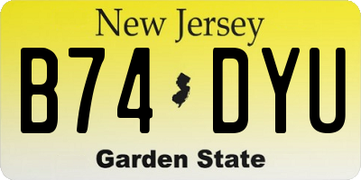 NJ license plate B74DYU