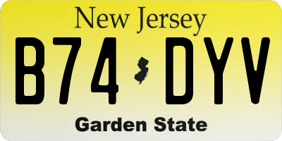 NJ license plate B74DYV