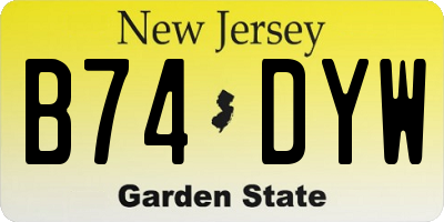 NJ license plate B74DYW
