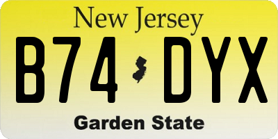 NJ license plate B74DYX