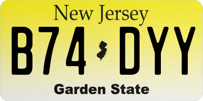 NJ license plate B74DYY