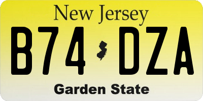 NJ license plate B74DZA