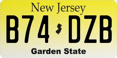 NJ license plate B74DZB