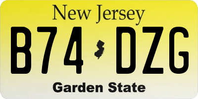 NJ license plate B74DZG