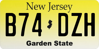 NJ license plate B74DZH