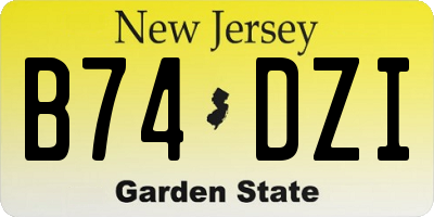NJ license plate B74DZI