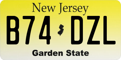 NJ license plate B74DZL