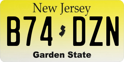 NJ license plate B74DZN