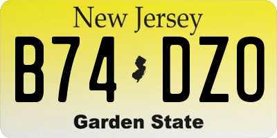 NJ license plate B74DZO