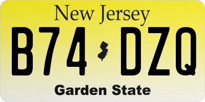 NJ license plate B74DZQ