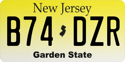 NJ license plate B74DZR