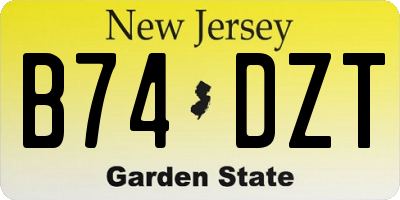 NJ license plate B74DZT