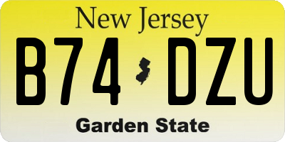 NJ license plate B74DZU
