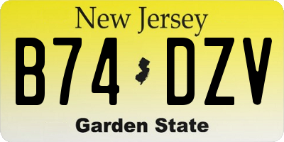 NJ license plate B74DZV