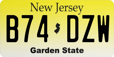 NJ license plate B74DZW
