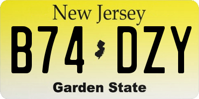 NJ license plate B74DZY