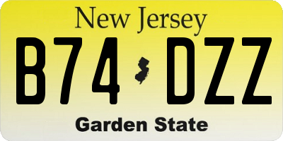 NJ license plate B74DZZ