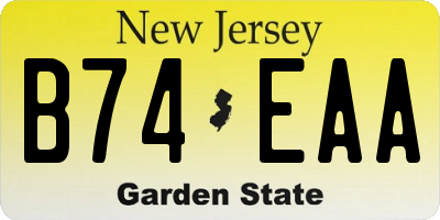 NJ license plate B74EAA