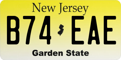 NJ license plate B74EAE