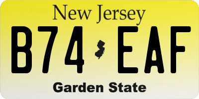 NJ license plate B74EAF