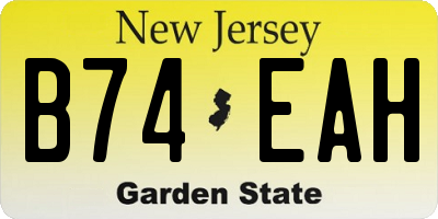 NJ license plate B74EAH
