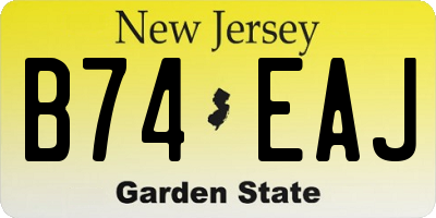 NJ license plate B74EAJ