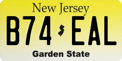 NJ license plate B74EAL
