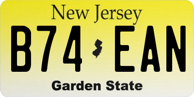 NJ license plate B74EAN