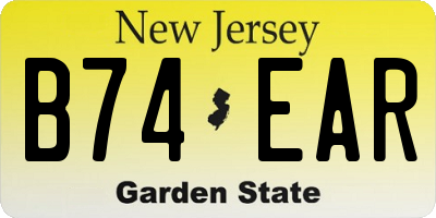 NJ license plate B74EAR