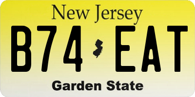NJ license plate B74EAT