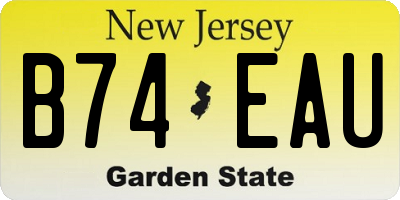 NJ license plate B74EAU