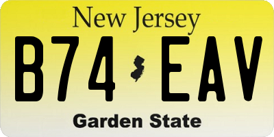 NJ license plate B74EAV