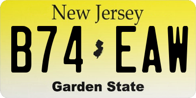 NJ license plate B74EAW