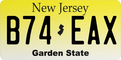 NJ license plate B74EAX
