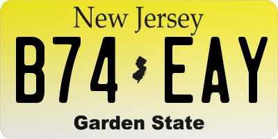 NJ license plate B74EAY