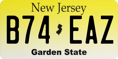 NJ license plate B74EAZ