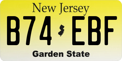 NJ license plate B74EBF