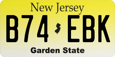NJ license plate B74EBK