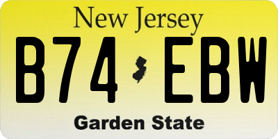 NJ license plate B74EBW