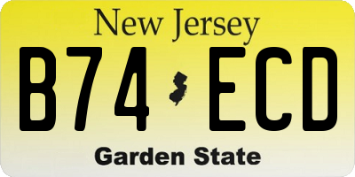 NJ license plate B74ECD