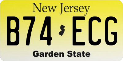 NJ license plate B74ECG